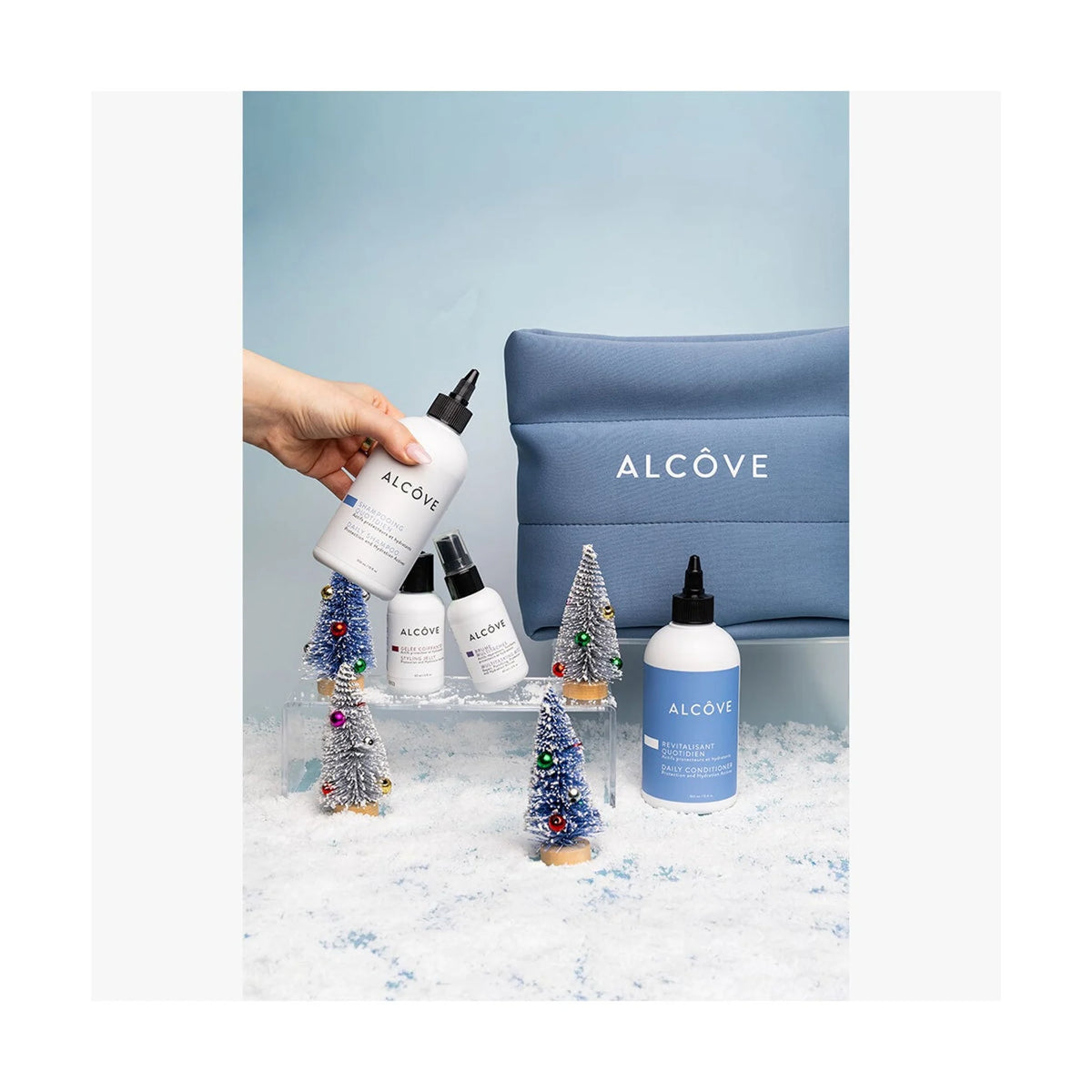 Alcôve Hair Care Set: Daily Shampoo, Conditioner, Multitasking Mist & Styling Jelly